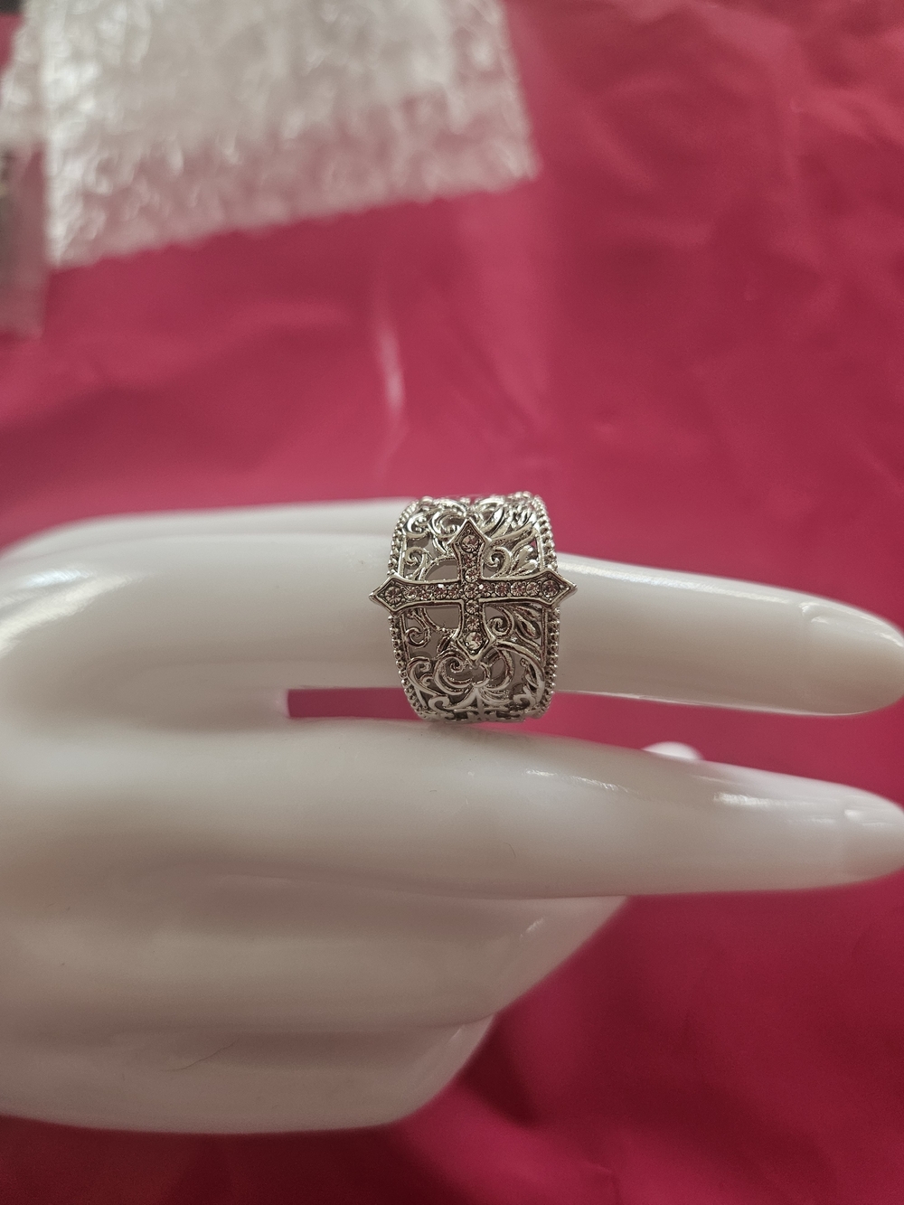 Intricate Filigree Cross Ring - Women's Fashion Jewelry